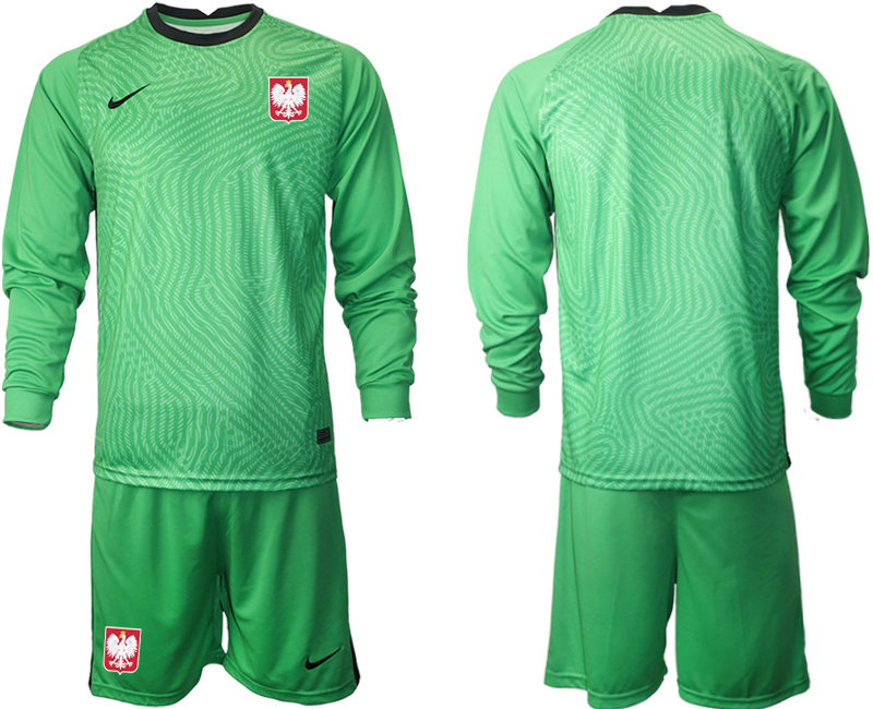 Men 2021 European Cup Poland green goalkeeper long sleeve soccer jerseys->italy jersey->Soccer Country Jersey